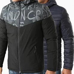 Meilleur prix 🧨 Doudoune Capuche Réversible 1004 Bleu Marine Gris Noir de Classic Series ✨