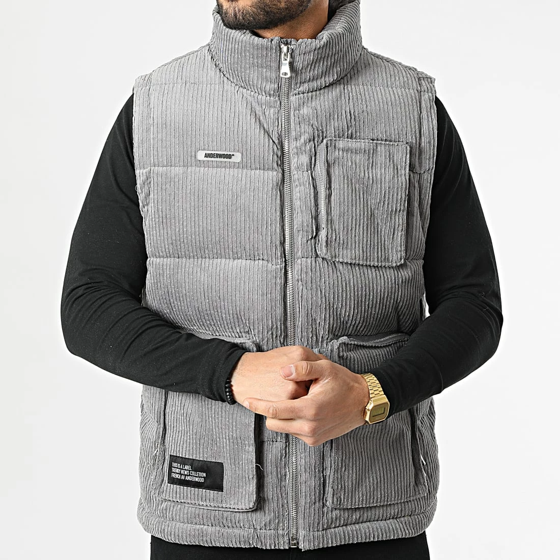 Meilleure vente 🎉 Veste Zippée Sans Manches AN13001 Gris de Classic Series 🥰 5 Meilleure vente 🎉 Veste Zippée Sans Manches AN13001 Gris de Classic Series 🥰 – Image 3