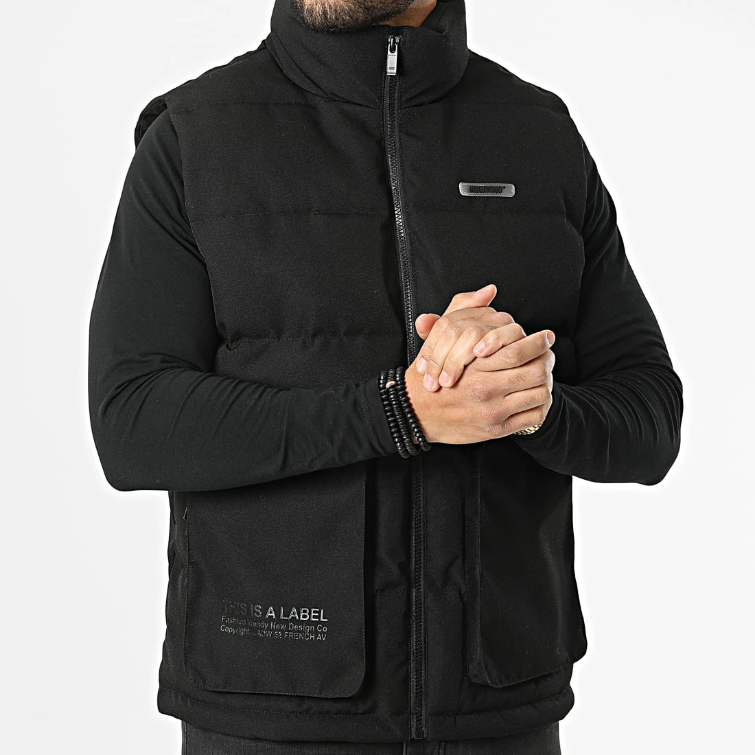 Promo 😀 Doudoune Zippée Sans Manches AN13002 Noir de Classic Series ⭐ 5 Promo 😀 Doudoune Zippée Sans Manches AN13002 Noir de Classic Series ⭐ – Image 3