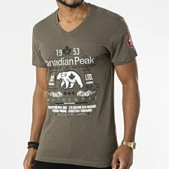 Le moins cher 💯 Tee 👚 Shirt Col V Jontario Vert Kaki de Classic Series 🎉