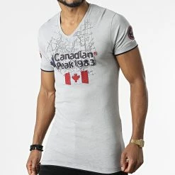 Meilleure vente 🔔 Tee 👕 Shirt Col V Jundeak Gris de Classic Series ⭐