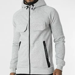 Bon marché 🎁 Sweat Zippé Capuche Gortion Gris Chiné de Classic Series 🔥