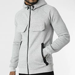 Bon marché 🎁 Sweat Zippé Capuche Gortion Gris Chiné de Classic Series 🔥 -Classic Series Soldes canadian peak 309430 GORTION BGREY 20220322T150739 03