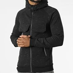 Budget 😍 Sweat Zippé Capuche Gortion Noir Chiné de Classic Series 🌟 -Classic Series Soldes canadian peak 309431 GORTION BLACK 20220408T123329 03