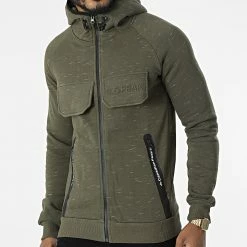 Top 10 😀 Sweat Zippé Capuche Gortion Vert Kaki Chiné de Classic Series 👍