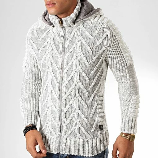 Remise 🛒 Gilet Zippé Capuche 1014 Gris Clair Chiné de Classic Series 🔥 -Classic Series Soldes classic series 200500 1014 LTGREY 20191011T170446 01