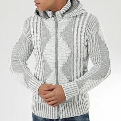 Bon marché 🎁 Gilet Zippé Capuche 1021 Blanc Gris de Classic Series 🔔 -Classic Series Soldes classic series 204560 1021 LIGHT GREY 20191122T111918 03