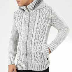 Coupon ⭐ Gilet Zippé Capuche 1016 Blanc Gris de Classic Series ✨ -Classic Series Soldes classic series 204565 1016 LIGHT GREY 20191122T112952 03