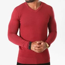 Bon marché 🤩 Pull Col V J662 Bordeaux de Classic Series ⭐ -Classic Series Soldes classic series 228209 J662 11 20200812T100340 03