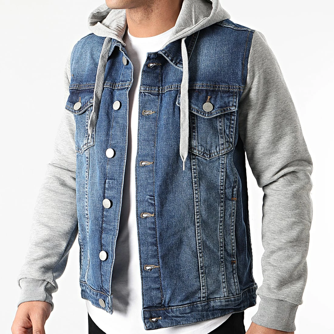 Vente flash 🌟 Veste Jean Capuche AF-1945 Bleu Denim Gris Chiné de Classic Series 🤩 5 Vente flash 🌟 Veste Jean Capuche AF-1945 Bleu Denim Gris Chiné de Classic Series 🤩 – Image 3