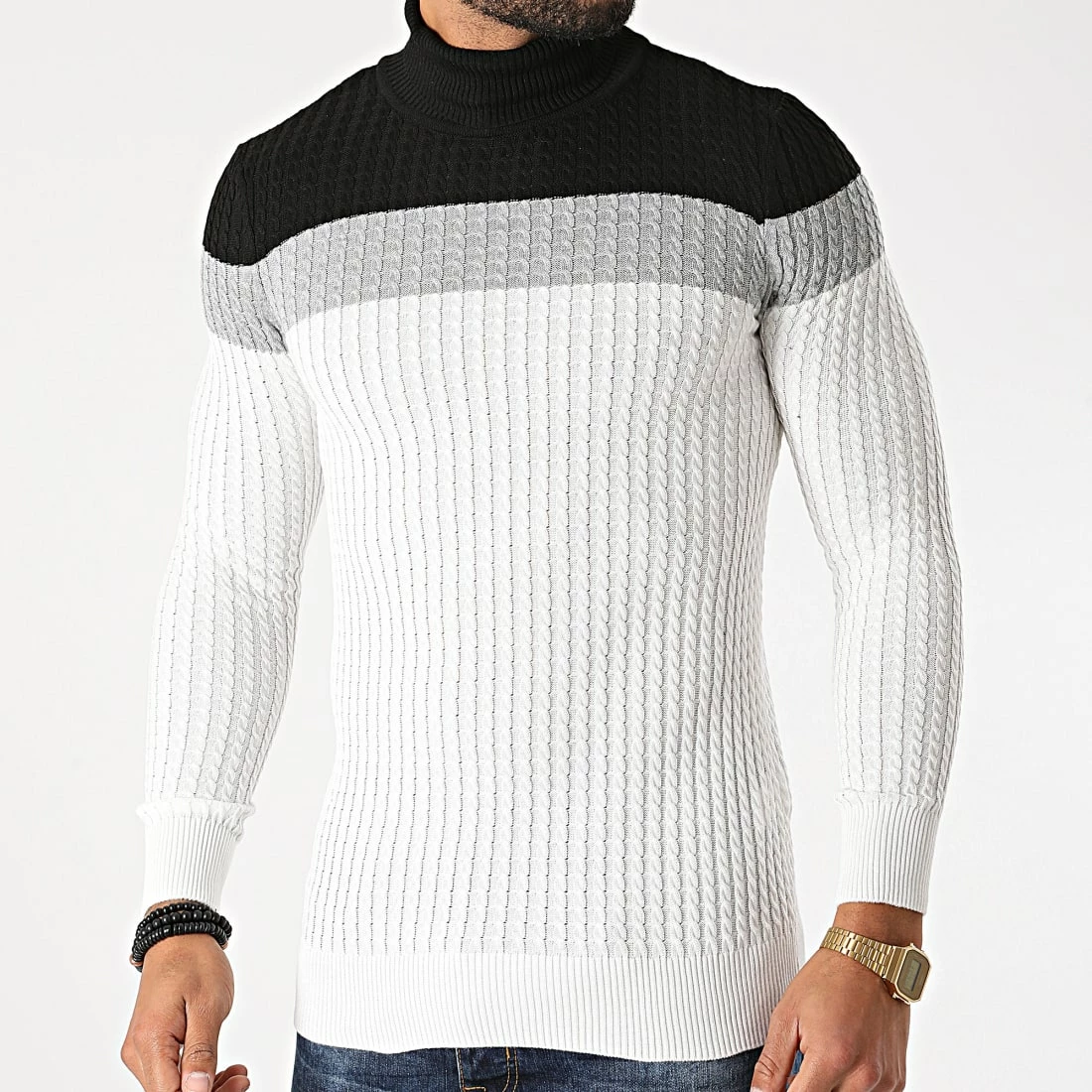 Bon marché 🔥 Pull Col Roulé Blanc Gris Noir de Classic Series 👏 3 Bon marché 🔥 Pull Col Roulé Blanc Gris Noir de Classic Series 👏