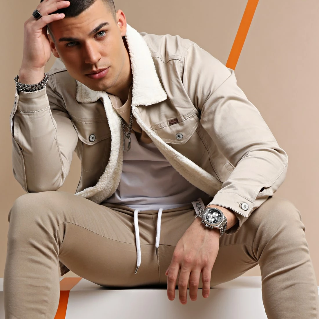 Top 10 🤩 Veste Jean Super Skinny Fit Col Mouton 7001 Beige Clair de Classic Series 💯 10 Top 10 🤩 Veste Jean Super Skinny Fit Col Mouton 7001 Beige Clair de Classic Series 💯 – Image 8