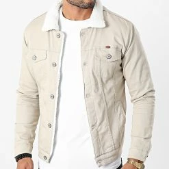 Top 10 🤩 Veste Jean Super Skinny Fit Col Mouton 7001 Beige Clair de Classic Series 💯