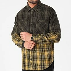 Meilleure vente 😀 Chemise Manches Longues A Carreaux 1568 Jaune Vert Kaki Dégradé de Classic Series ⌛ -Classic Series Soldes classic series 244910 1568 JAUNE 20201223T141255 03