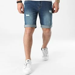 Meilleure vente 💯 Short Jean Mr Orange Bleu Denim de Classic Series 🔥 -Classic Series Soldes classic series 255007 DP2000 DARK BLUE DESTROY 20210315T160648 03