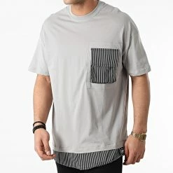 Grosses soldes ✨ Tee 👚 Shirt Poche Oversize SW-21667 Gris de Classic Series 🎉