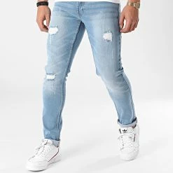 Nouveau 👍 Jean Slim Mr Red Destroy Bleu Wash de Classic Series 💯