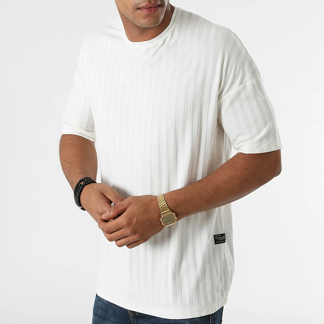 Nouveau 🎁 Tee 👚 Shirt A Rayures 1009 Ecru de Classic Series 👍 5 Nouveau 🎁 Tee 👚 Shirt A Rayures 1009 Ecru de Classic Series 👍 – Image 3