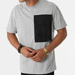 De gros 🎁 Tee 👕 Shirt Poche 99-03 Gris Chiné Noir de Classic Series 🤩 -Classic Series Soldes classic series 270817 TS 99 03 GRIS 20210624T135908 03