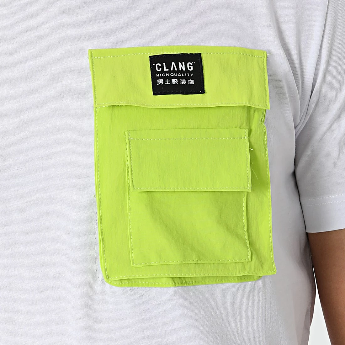 Bon marché ✔️ Tee 👕 Shirt Poche CL01 Blanc Vert Fluo de Classic Series 💯 4 Bon marché ✔️ Tee 👕 Shirt Poche CL01 Blanc Vert Fluo de Classic Series 💯 – Image 2
