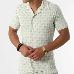 Grosses soldes 💯 Ensemble Chemise Manches Courtes Short G21-155T Blanc Vert Clair de Classic Series 🔥 -Classic Series Soldes classic series 272814 G21 155T YESIL 20210712T162304 02