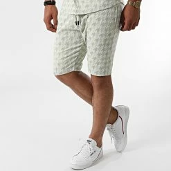Grosses soldes 💯 Ensemble Chemise Manches Courtes Short G21-155T Blanc Vert Clair de Classic Series 🔥 -Classic Series Soldes classic series 272814 G21 155T YESIL 20210712T162311 05