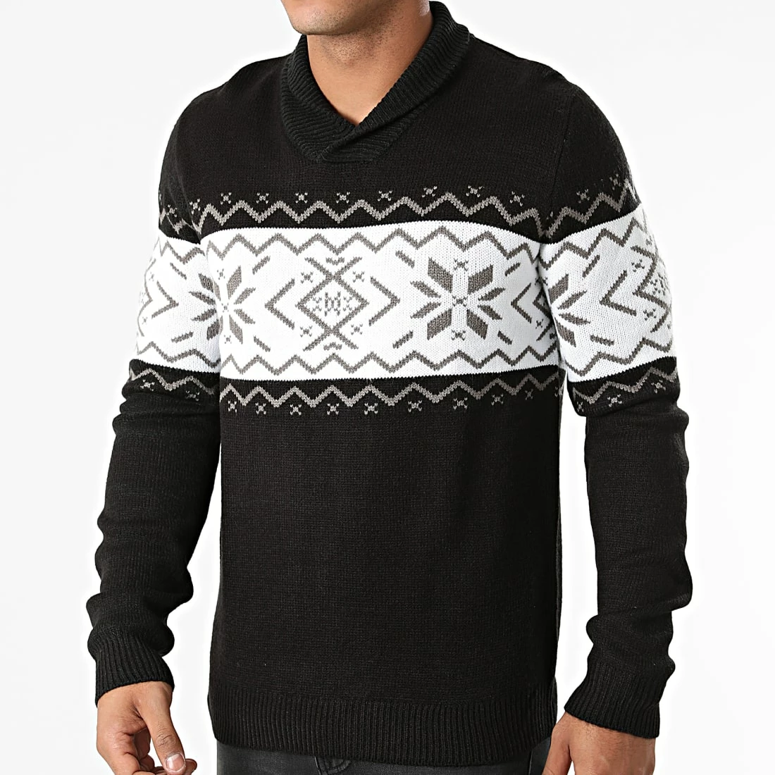 Tout neuf đ Pull Col Amplified Norway Knit Noir Blanc de Classic Series â 3 Tout neuf đ Pull Col Amplified Norway Knit Noir Blanc de Classic Series â