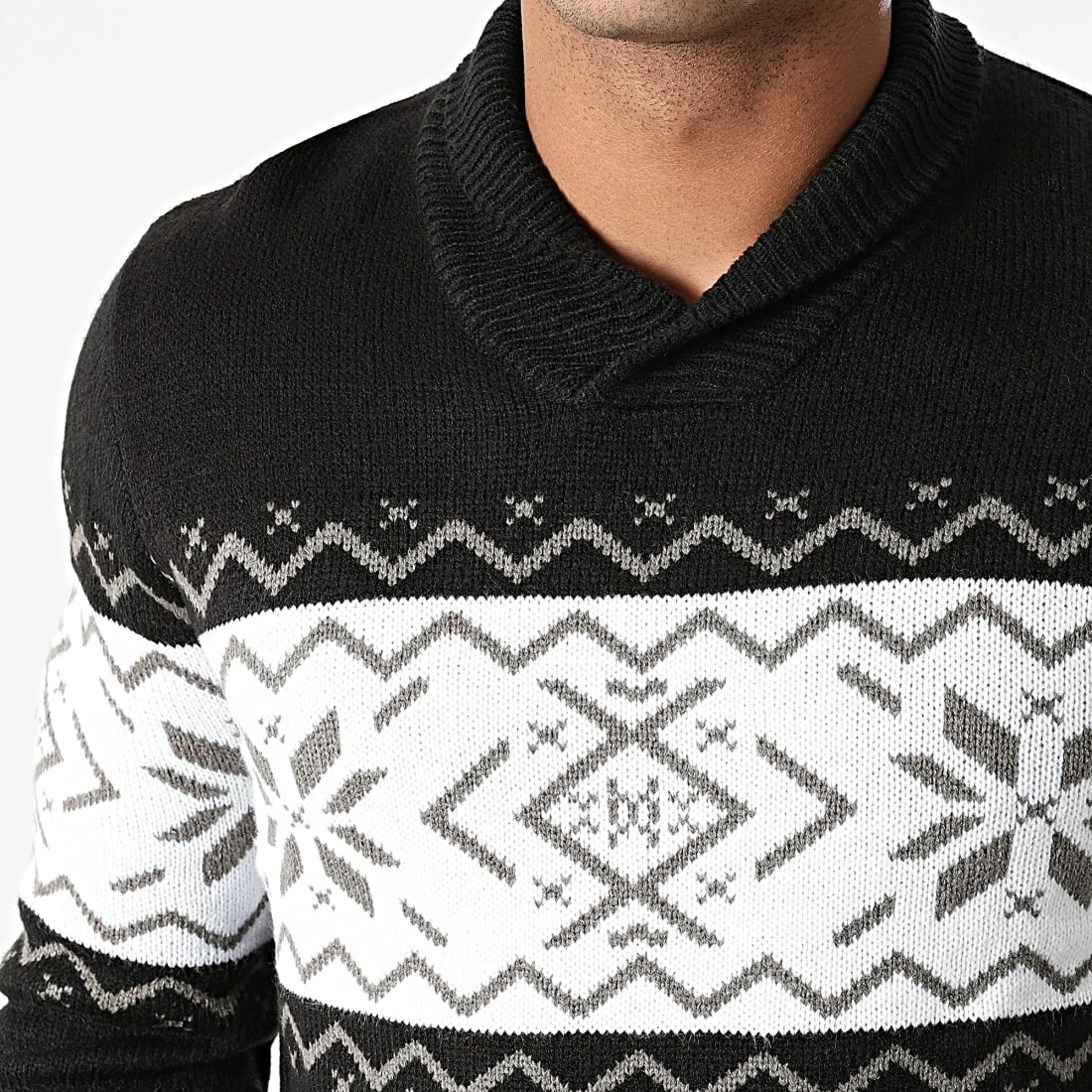 Tout neuf đ Pull Col Amplified Norway Knit Noir Blanc de Classic Series â 4 Tout neuf đ Pull Col Amplified Norway Knit Noir Blanc de Classic Series â â Image 2