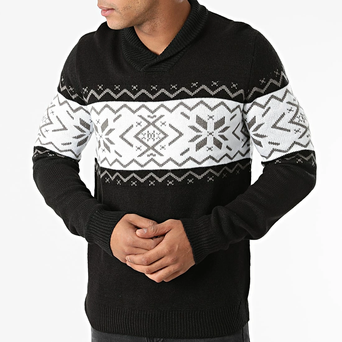 Tout neuf đ Pull Col Amplified Norway Knit Noir Blanc de Classic Series â 5 Tout neuf đ Pull Col Amplified Norway Knit Noir Blanc de Classic Series â â Image 3