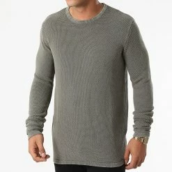 Remise 😉 Sweat Crewneck Dot Knit DP120001 Vert Kaki de Classic Series 🎁