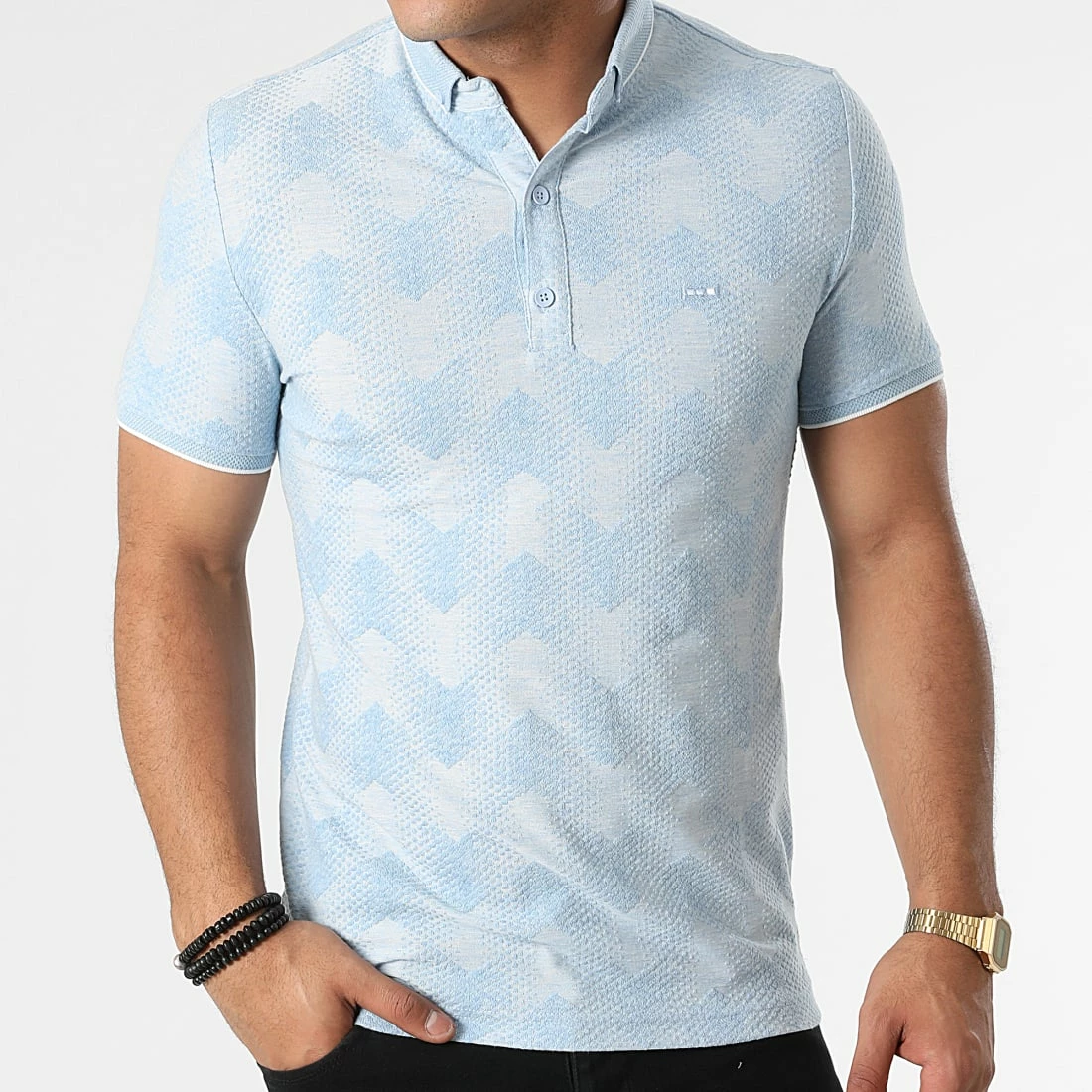 Coupon 🌟 Polo Manches Courtes 21Y-1094 Bleu Ciel Chiné de Classic Series 🤩 5 Coupon 🌟 Polo Manches Courtes 21Y-1094 Bleu Ciel Chiné de Classic Series 🤩 – Image 3