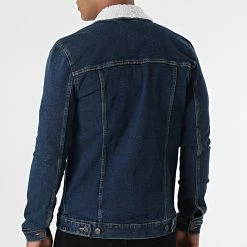 Promo ❤️ Veste Jean Col Mouton Kash Teddy DP3010 Bleu Denim de Classic Series 👏 -Classic Series Soldes classic series 281291 DP3010 043 20210827T155053 04