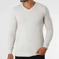 Offres 🥰 Pull Col V 662 Beige de Classic Series 🥰 -Classic Series Soldes classic series 282784 J662 1 20210908T161917 03