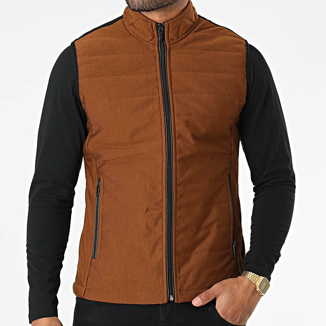 Vente flash 💯 Veste Zippée Sans Manches 2000 Marron de Classic Series ⌛ 5 Vente flash 💯 Veste Zippée Sans Manches 2000 Marron de Classic Series ⌛ – Image 3
