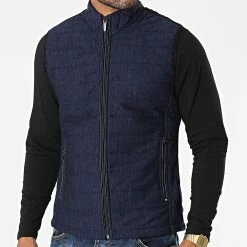 Sortie 🥰 Veste Zippée Sans Manches 2000 Bleu Marine Chiné de Classic Series 🧨