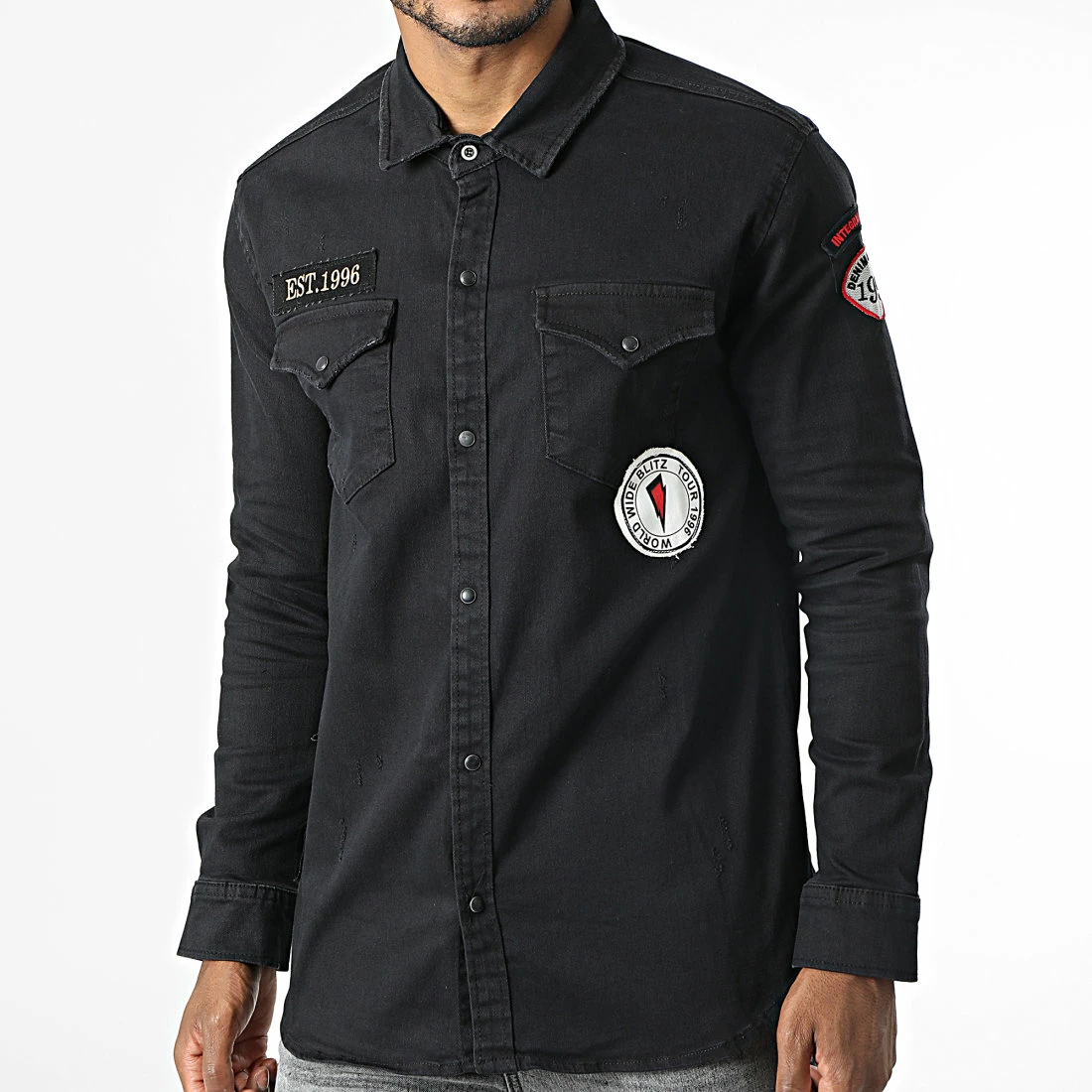 Tout neuf 🎁 Chemise Jean Manches Longues G-146 Noir de Classic Series 🎁 3 Tout neuf 🎁 Chemise Jean Manches Longues G-146 Noir de Classic Series 🎁