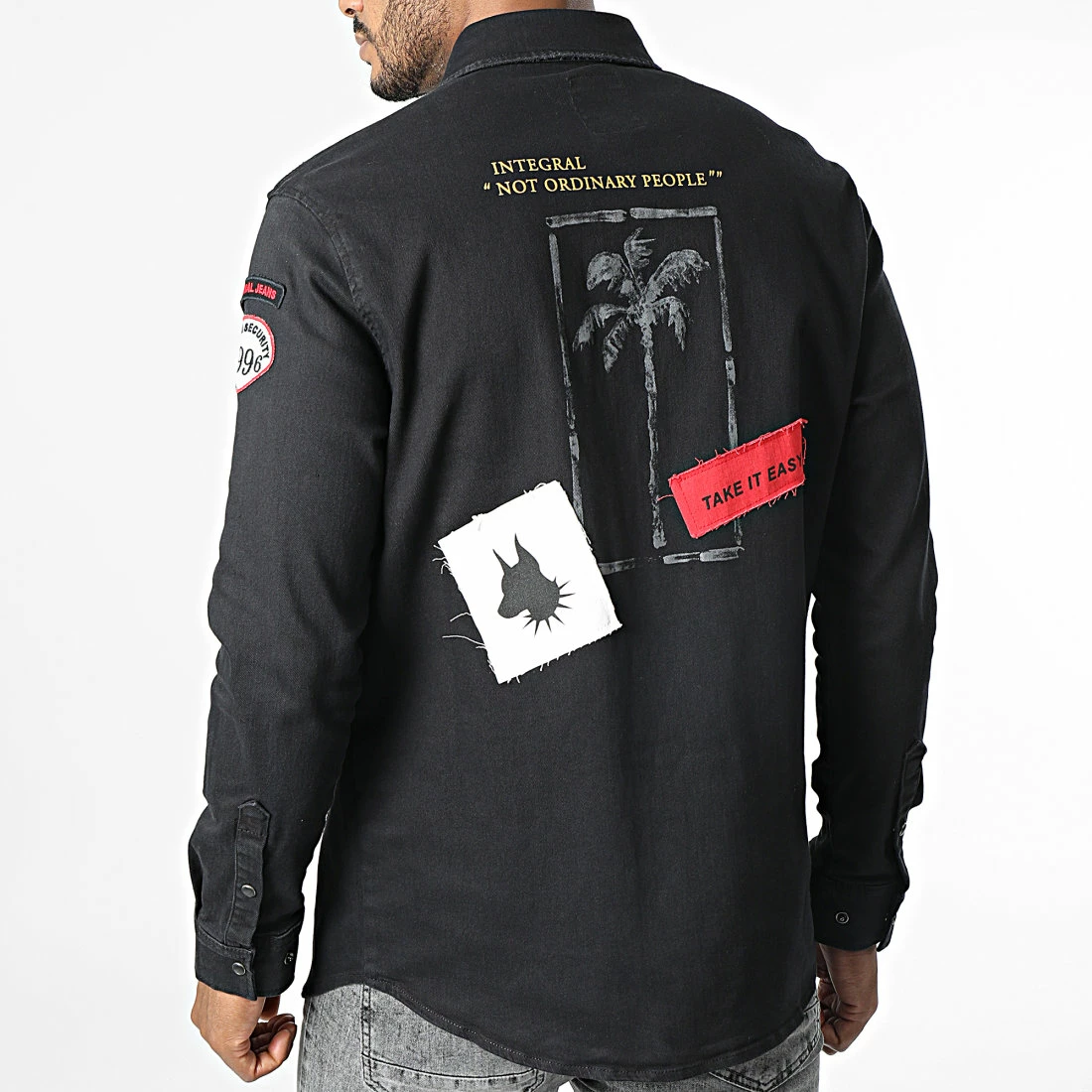 Tout neuf 🎁 Chemise Jean Manches Longues G-146 Noir de Classic Series 🎁 6 Tout neuf 🎁 Chemise Jean Manches Longues G-146 Noir de Classic Series 🎁 – Image 4