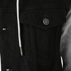 Vente flash ❤️ Veste Jean Capuche DP18 Noir Gris Chiné de Classic Series 😍 -Classic Series Soldes classic series 287469 DP18 BLACK LIGHT GREY MEL 20211007T161226 02