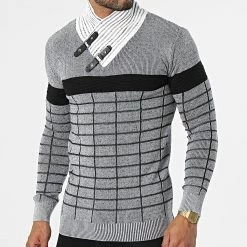 Bon marché ✔️ Pull Col Amplified 2124 Noir Blanc de Classic Series 🎉