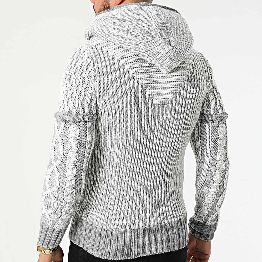 Acheter ✔️ Gilet Zippé Capuche 1020 Gris Blanc de Classic Series 🌟 6 Acheter ✔️ Gilet Zippé Capuche 1020 Gris Blanc de Classic Series 🌟 – Image 4