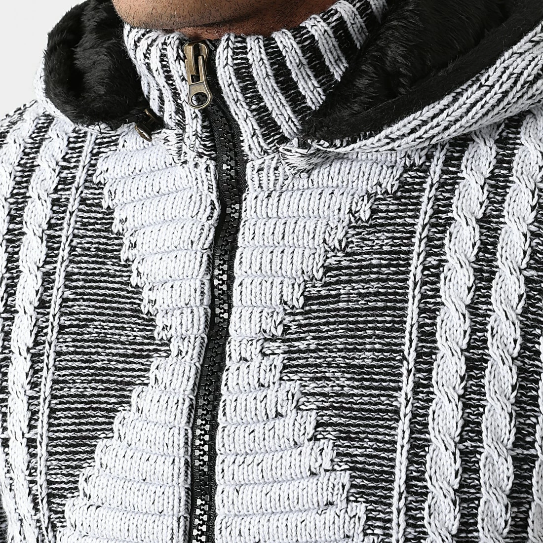 Budget 🧨 Gilet Zippé Capuche 1021 Blanc Noir Chiné de Classic Series ✔️ 4 Budget 🧨 Gilet Zippé Capuche 1021 Blanc Noir Chiné de Classic Series ✔️ – Image 2