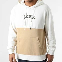 Remise 😉 Sweat Capuche 55-29 Beige Blanc de Classic Series 🧨