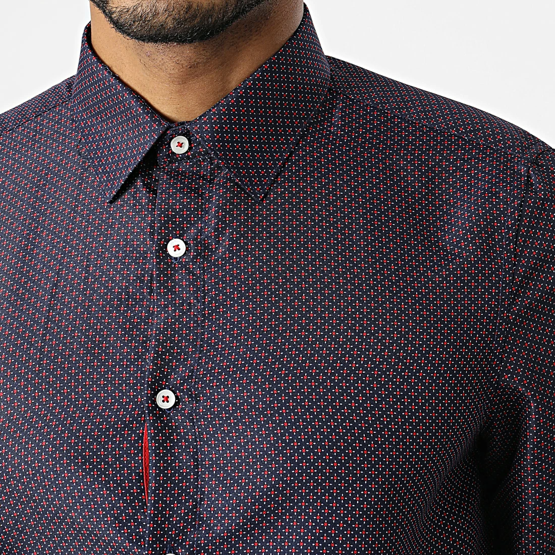 Grosses soldes 😀 Chemise A Manches Longues Slim5024 Bleu Marine Rouge de Classic Series 🤩 4 Grosses soldes 😀 Chemise A Manches Longues Slim5024 Bleu Marine Rouge de Classic Series 🤩 – Image 2