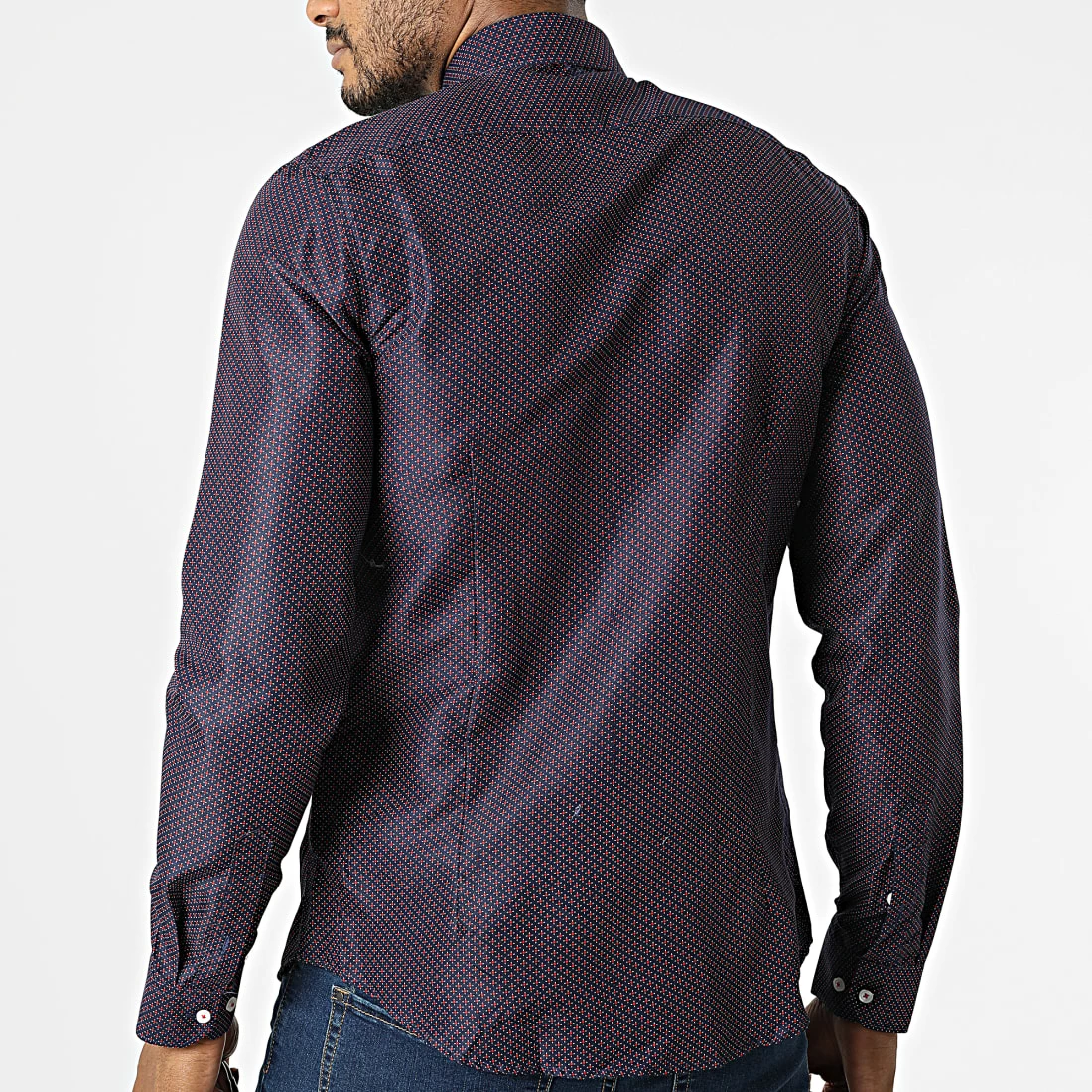 Grosses soldes 😀 Chemise A Manches Longues Slim5024 Bleu Marine Rouge de Classic Series 🤩 6 Grosses soldes 😀 Chemise A Manches Longues Slim5024 Bleu Marine Rouge de Classic Series 🤩 – Image 4