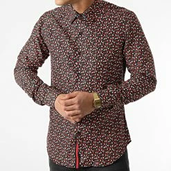 Remise 👍 Chemise A Manches Longues Slim5028 Noir Orange Floral de Classic Series ⭐ -Classic Series Soldes classic series 292719 SLIM5028 5 20211125T155845 03