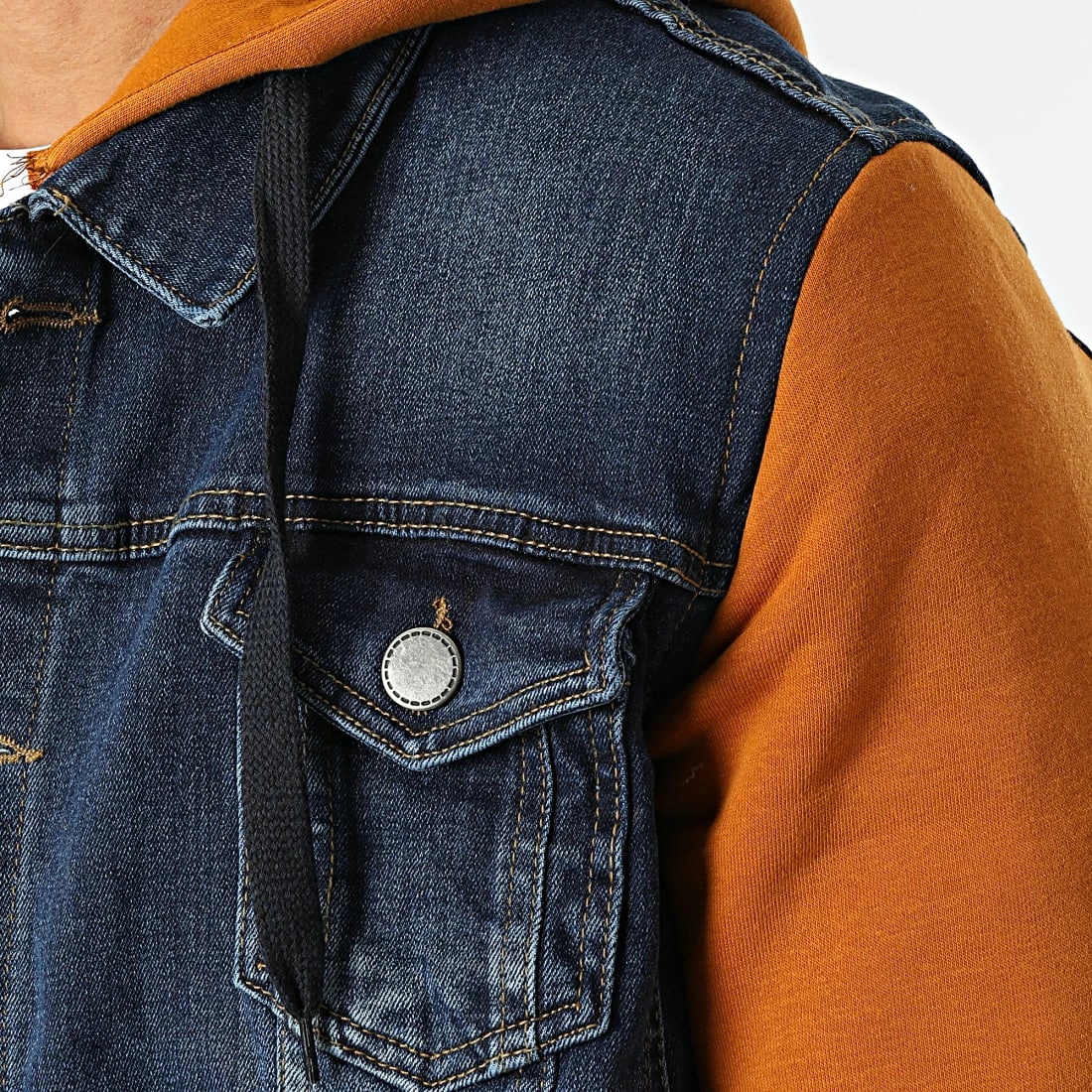 Promo 😍 Veste Jean Capuche 1944 Bleu Denim Orange de Classic Series 🧨 4 Promo 😍 Veste Jean Capuche 1944 Bleu Denim Orange de Classic Series 🧨 – Image 2