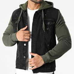 Tout neuf 💯 Veste Jean Capuche 1949 Noir Vert Kaki de Classic Series ⭐