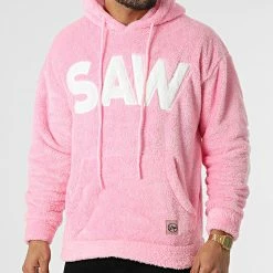 Promo ⭐ Sweat Capuche Polaire Fourrure Saw 21542 Rose de Classic Series 🛒