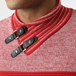 Nouveau 🎉 Pull Col Amplified 2109 Rouge Chiné de Classic Series 👍 -Classic Series Soldes classic series 294426 2109 RED 20211210T150826 02