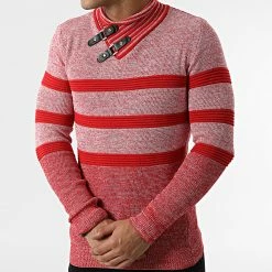 Nouveau 🎉 Pull Col Amplified 2109 Rouge Chiné de Classic Series 👍 -Classic Series Soldes classic series 294426 2109 RED 20211210T150827 03